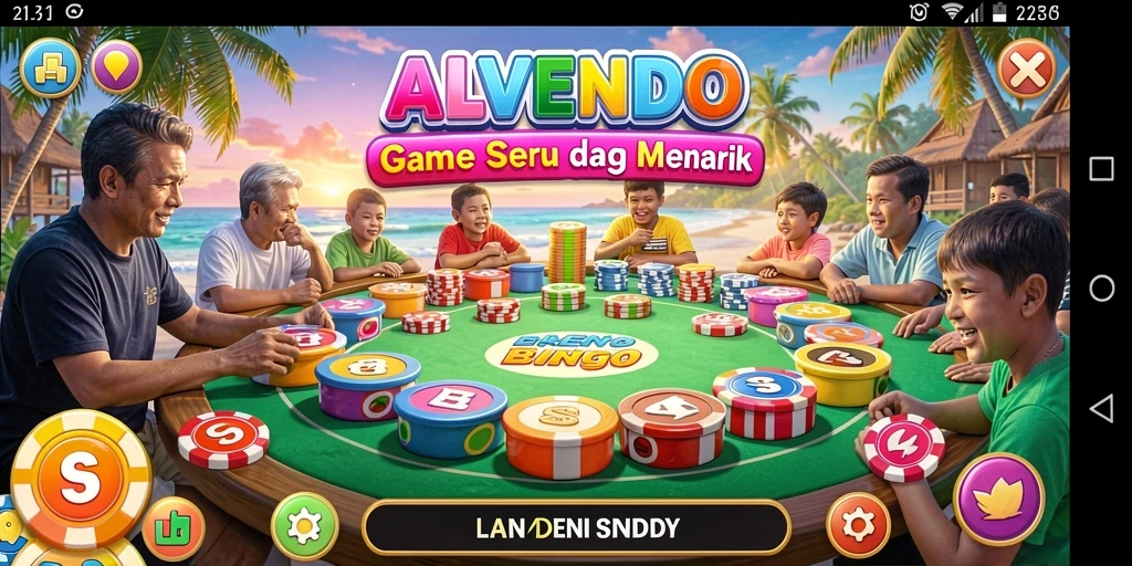 Screenshot utama ALVENDO menampilkan gameplay Bingo yang seru.