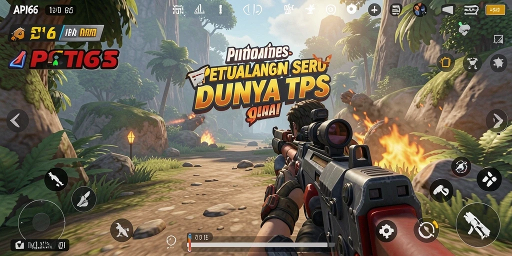 Tangkapan layar menampilkan aksi intens dalam gameplay TPS API66.