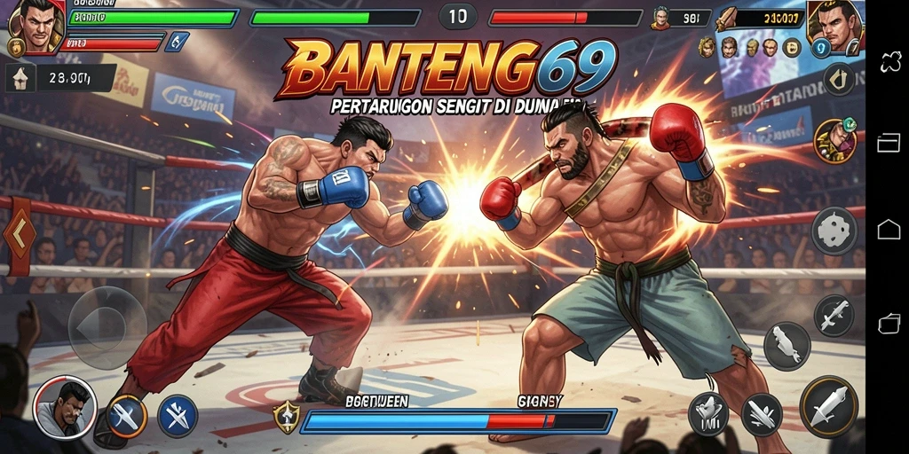 Screenshot BANTENG69 menunjukkan aksi pertarungan yang intens dan penuh strategi.