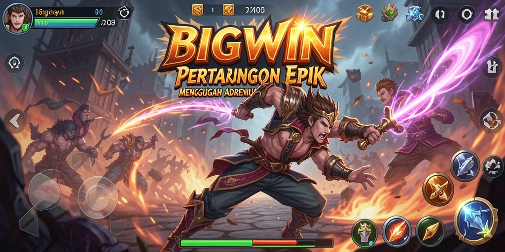 Screenshot menampilkan aksi pertarungan epik dalam BIGWIN.