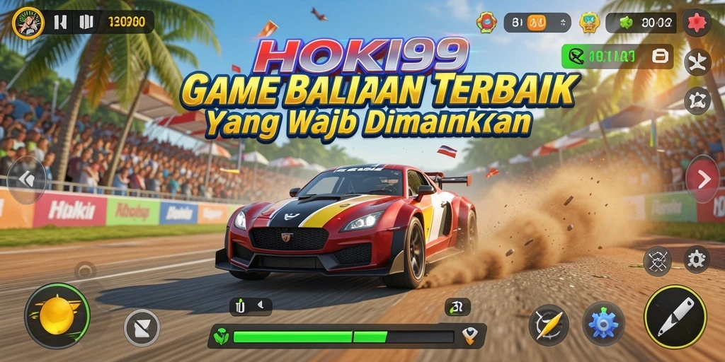 Tampilan seru dalam gameplay HOKI99 yang menampilkan aksi balapan.