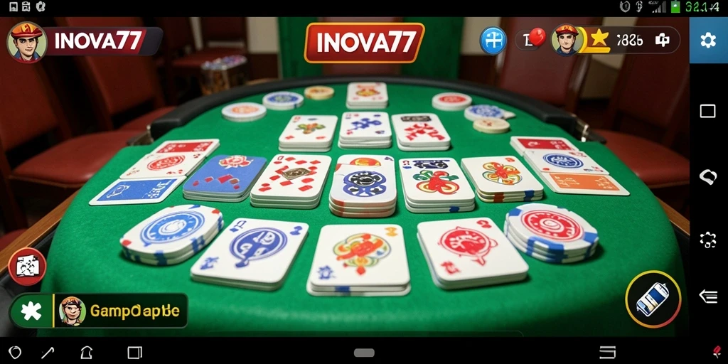 Tampilan gameplay seru dari INOVA77 saat bermain Gaple.