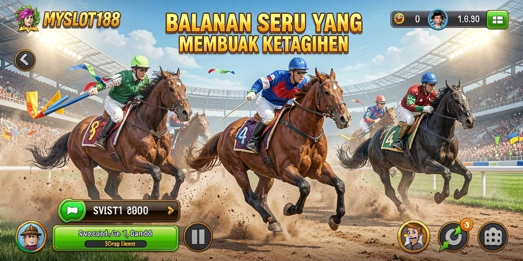 Tampilan gameplay balapan yang mendebarkan di MYSLOT188.