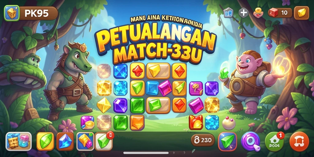Tampilan gameplay seru dengan tantangan Match-3 yang menarik.