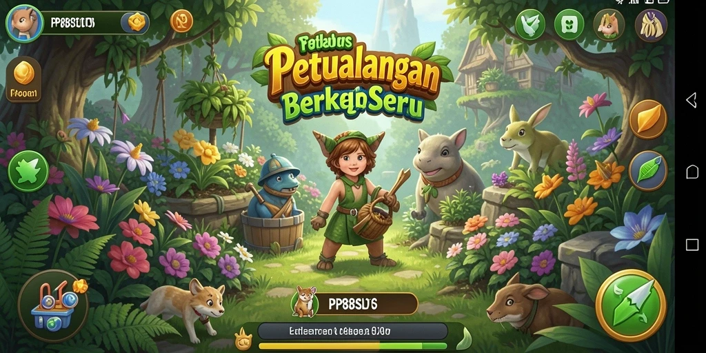 Screenshot gameplay PP88SLOTS menunjukkan aktivitas berkebun yang seru.