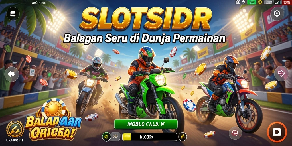 Screenshot utama SLOTSIDR menampilkan aksi balapan yang mendebarkan di trek yang penuh rintangan.